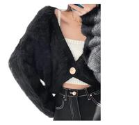 Cardigan tricoté Knitted Cardigan Fashion Women Short Coat Crop Sweater Sexy Sweaters Autumn Winter Knitwear Elegant(Black)