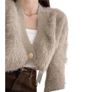 Cardigan tricoté Knitted Cardigan Fashion Women Short Coat Crop Sweater Sexy Sweaters Autumn Winter Knitwear Elegant(Khaki)