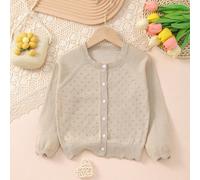 Cardigan tricoté léger de couleur unie pour filles, convient pour le port à la maison, les sorties ou comme cadeau pour l'Aïd al-Fitr 11-12Y,13-14Y,2-3Y,3-4Y,4-5Y,5-6Y,7-8Y,9-10YUnicolorePolyester