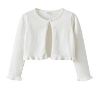 Cardigan tricoté pour fille Spring and Fall - Col rond - Ear Edge - Perle - Pour femme, Blanc., 5-6 ans