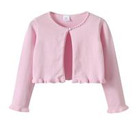 Cardigan tricoté pour fille Spring and Fall - Col rond - Ear Edge - Perle - Pour femme, Rose, 5-6 ans