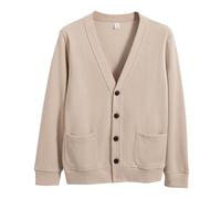 Cardigan tricoté pour homme, pull tricoté à boutons entiers, couleur unie, coupe ample, col en V, pull chaud à manches longues, ouverture sur le devant avec poches pour l'hiver, kaki, S