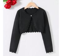 Cardigan tricoté simple à bouton unique à manches longues pour fille préadolescente, peut être porté à l'extérieur 8Y,9Y,10Y,11Y,12YUnicolorePolyester