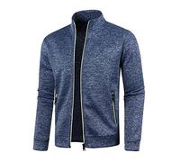 Cardigan Veste Sweat Veste Sweat Veste Sweat Homme Coton Veste de Sport Sans Capuche Sweat-shirt Veste Uni Cardigan Trench Coat avec Fermeture éclair Tops Casual Manches Longues Col Montant Veste de