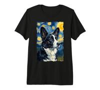Cardigan Welsh Corgi Black and White Van Gogh T-Shirt Haut de Gamme
