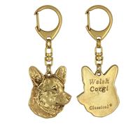 Cardigan Welsh Corgi - Porte-Clés Doré Avec Chien Dans Boîte Cadeau, Ha
