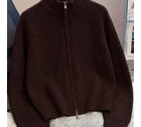 Cardigan zippé pour femmes, pull tricoté côtelé surdimensionné style moyen-oriental, veste décontractée à manches longues pour fête du Nouvel An, rentrée scolaire, Halloween automne L,M,S,XL,XSUnicolo