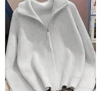Cardigan zippé pour femmes, pull tricoté côtelé surdimensionné style moyen-oriental, veste décontractée à manches longues pour fête du Nouvel An, rentrée scolaire, Halloween automne L,M,S,XL,XSUnicolo