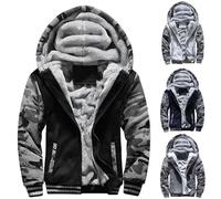 Cardigan zippé pour homme avec poches - Sweat à capuche zippé en polaire Sherpa doublé | Vestes d'hiver chaudes | Veste de couleurs contrastées | Sweat thermique d'hiver avec capuche coupe-vent chaud,