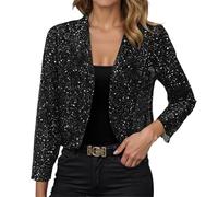 Cardigans à paillettes pour femmes, décontractés, élégants, ouverts sur le devant, boléros, cache-épaules, paillettes scintillantes, manches longues, manteau léger, blazer, vestes bomber disco