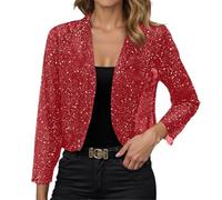 Cardigans à paillettes pour femmes, décontractés, élégants, ouverts sur le devant, haussements d'épaules, boléros, paillettes scintillantes, manches longues, manteau léger, blazer, vestes bomber disco