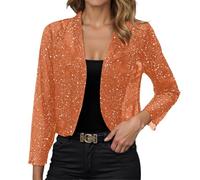 Cardigans à paillettes pour femmes, décontractés et élégants, à devant ouvert, boléros, épaules dénudées, brillants et scintillants, manches longues, manteau léger, blazer, veste disco en paillettes