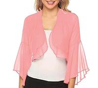 Cardigans D'Été pour Femmes, Boléro en Mousseline De Soie, Manches Trompette, Volants Unis, Cardigan Court Ouvert À Plusieurs Niveaux, Veste Légère, Cardigan D'Été, Veste Boléro, Cache-Maillot en Mai