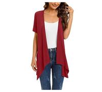Cardigans D'Été pour Femmes, Cardigan Mi-Long Ouvert sans Manches pour Femme, Blazer Uni, Gilet Long et Flottant, Cardigan Cascade Irrégulier, Veste D'Été