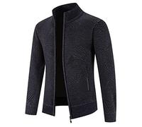 Cardigans d'hiver d'automne pour homme - Pull fin et décontracté en polaire - Col montant - Automne et hiver - Solide - Sans chapeau - Fermeture éclair - Chaud - Manteau tricoté - Manteaux en laine