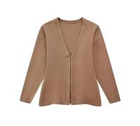 Cardigans En Tricot Pour Femmes Pull Cardigan en tricot ajusté à crochet avant for femmes, col V, manches longues, ourlet fendu sur le côté, vêtements de dessus for , hauts chics Pour Femmes(Khaki,S)