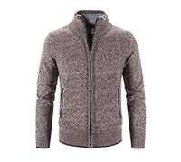 Cardigans en tricot pour homme - Couleur pure - Veste d'hiver - Fermeture éclair intégrale - Coupe ajustée - Pull chaud en tricot fin - Veste de transition tricotée - Cardigan agréable, café, XL
