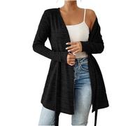 Cardigans Femme en Maille À Manches Longues Mariage Laine Frange Veste Fleurie Pull sans Pull Col Camionneur Elegant Kimono Gilet de Chic Polaire Femme Noir XXL