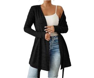 Cardigans Femme en Maille À Manches Longues Mariage Laine Frange Veste Fleurie Pull sans Pull Col Camionneur Elegant Kimono Gilet de Chic Polaire Femme Noir XXL