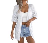 Cardigans légers pour Femmes, décontractés, ajourés, Manches Courtes, tricotés, pour Les Vacances, Printemps-été, Crochet, Style bohème