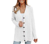 Cardigans Longs pour Femmes avec Boutons, Cardigan en Maille Épaisse Torsadée, Pulls pour Dames, Pull en Tricot À Manches Longues, Cardigan d'automne Mi-Long en Tricot