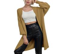 Cardigans Longs pour Femmes, Cardigan Long en Tricot À Manches Ballon Ouvert sur Le Devant pour Femmes, Pull Col V, Manteau Automne-Hiver, Veste en Tricot Ample et Chaude, Pull D'Extérieur