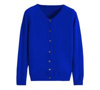 Cardigans pour femme - Pull boutonné à manches longues de couleur unie - Décontracté - Doux - Ouverture sur le devant - Col rond, bleu, XL