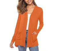 Cardigans pour Femmes, Cardigans Longs Décontractés, Couleur Unie, Style Cascade, Ouvert sur Le Devant, Manches Longues, Léger, Kimono Ample, Châle avec Poche, Été
