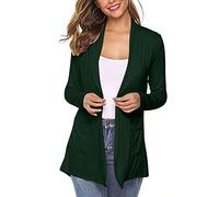 Cardigans pour Femmes, Cardigans Longs Décontractés, Couleur Unie, Style Cascade, Ouvert sur Le Devant, Manches Longues, Léger, Kimono Ample, Châle avec Poche, Été