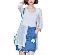 Cardigans pour Femmes, Cardigans Longs en Maille pour Femmes, Cardigans Ouverts sur Le Devant, Cascade Unie, Manches 3/4, Légers, Amples, Kimono, Chemisier, Châle