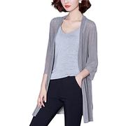 Cardigans pour Femmes, Cardigans Longs en Maille pour Femmes, Cardigans Ouverts sur Le Devant, Cascade Unie, Manches 3/4, Légers, Amples, Kimono, Chemisier, Châle