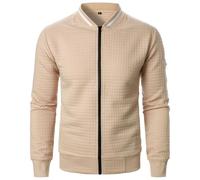 Cardigans pour homme avec fermeture éclair, col montant, coupe régulière, sweat-shirt de travail, décontracté, élégant, à manches longues, en tricot, uni, pour l'automne et l'hiver, M