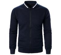 Cardigans pour hommes à fermeture éclair avec col montant et coupe régulière - Sweatshirt de travail, décontracté et élégant à manches longues - Pour l'extérieur - Cardigan uni pour l'automne et