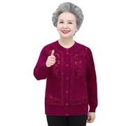 Cardigans Tricotés Grande Taille for Mamans Et Grands-mères - Vestes Épaisses for Femmes Âgées, Manteaux Et Pulls for Noël(Wine Red,XXX-Large)