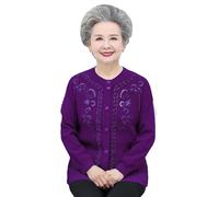 Cardigans Tricotés Grande Taille for Mamans Et Grands-mères - Vestes Épaisses for Femmes Âgées, Manteaux Et Pulls for Noël(Deep Purple,XXL)