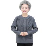 Cardigans Tricotés Grande Taille for Mamans Et Grands-mères - Vestes Épaisses for Femmes Âgées, Manteaux Et Pulls for Noël(Gray,XL)