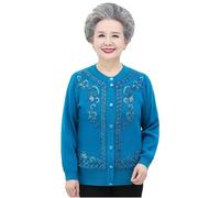 Cardigans Tricotés Grande Taille for Mamans Et Grands-mères - Vestes Épaisses for Femmes Âgées, Manteaux Et Pulls for Noël(Peacock Blue,XXXX-Large)