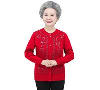 Cardigans Tricotés Grande Taille for Mamans Et Grands-mères - Vestes Épaisses for Femmes Âgées, Manteaux Et Pulls for Noël(Red,XXL)