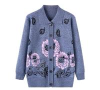 Cardigans Tricotés pour Personnes Âgées et D'Âge Moyen Haut Décontracté pour Vieilles Dames Vêtements De Grand Mère Tricots Brodés À Revers Veste Épaisse et Chaude Manteau Gris L