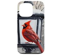 Cardinal Bird Assis sur Une Lanterne de Rue Couverte de Neige Coque pour iPhone 13 Pro