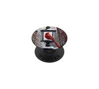Cardinal Bird Assis sur Une Lanterne de Rue Couverte de Neige PopSockets PopGrip Adhésif