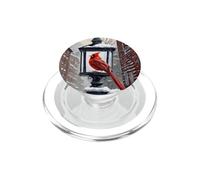 Cardinal Bird Assis sur Une Lanterne de Rue Couverte de Neige PopSockets PopGrip pour MagSafe