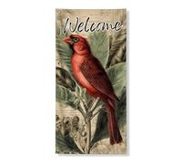 Cardinal Bird Couverture de porte Bannières décoratives, œuvres d'art botaniques vintage, décoration de porte d'entrée, intérieur ou extérieur, fournitures de bienvenue au printemps 91,4 x 183 cm