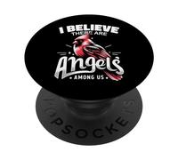 Cardinal Bird Je Crois qu'il y a des Anges Parmi Nous Cardin Rouge PopSockets PopGrip Adhésif