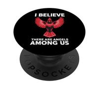 Cardinal Bird Je Crois qu'il y a des Anges Parmi Nous Oiseau PopSockets PopGrip Adhésif
