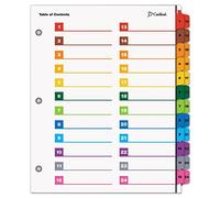 Cardinal by TOPS Products OneStep Printable Table of Contents and Index Dividers, 24-Tab, Numbered, Multi-Color (60960)