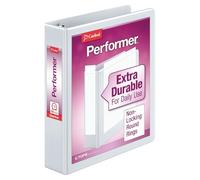Cardinal Classeur perforateur avec couvertures ClearVue, anneaux ronds de 3,8 cm, capacité de 350 feuilles, blanc