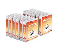Cardinal ClearVue Lot de 12 classeurs économiques à 3 anneaux, 3,8 cm, anneaux inclinés en D, peut contenir 375 feuilles, vue de présentation ClearVue, antiadhésive, blanc, étui de 12