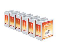 Cardinal ClearVue Lot de 6 classeurs économiques à 3 anneaux, 10,2 cm, anneaux inclinés, peut contenir 835 feuilles, vue de présentation ClearVue, antiadhésive, blanc, étui de 6 (90781)