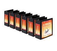 Cardinal ClearVue Lot de 6 classeurs économiques à 3 anneaux, 10,2 cm, anneaux obliques en D, peut contenir 835 feuilles, vue de présentation ClearVue, antiadhésive, noir, étui de 6 (90780)
